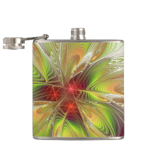 Soft and tenderness fractal fantasy flowers hip flask