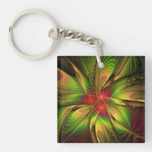 Soft and tenderness fractal fantasy flowers key ring