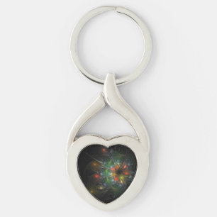 Soft and tenderness fractal fantasy flowers key ring