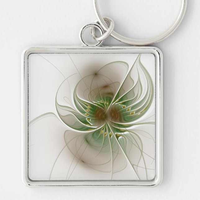 Soft and tenderness fractal fantasy flowers  key ring (Front)