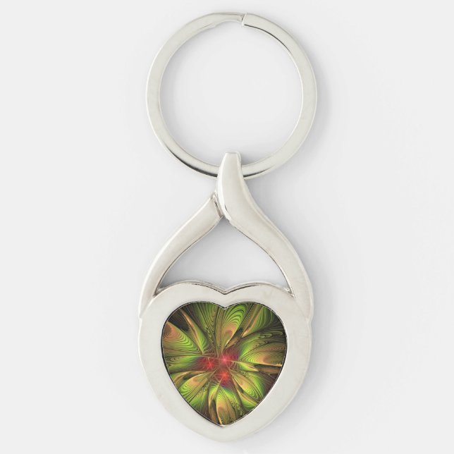Soft and tenderness fractal fantasy flowers key ring (Front)