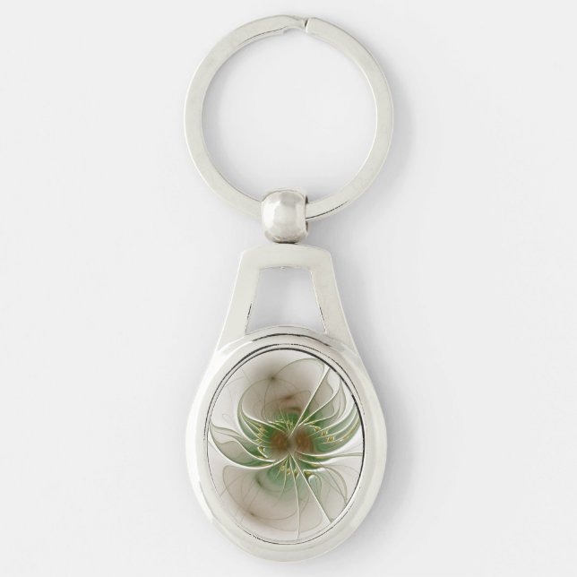Soft and tenderness fractal fantasy flowers  key ring (Front)