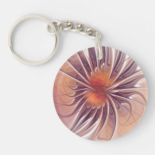 Soft and tenderness fractal fantasy flowers key ring
