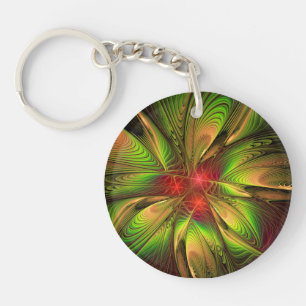 Soft and tenderness fractal fantasy flowers key ring