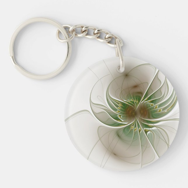 Soft and tenderness fractal fantasy flowers key ring (Front)