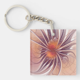 Soft and tenderness fractal fantasy flowers key ring