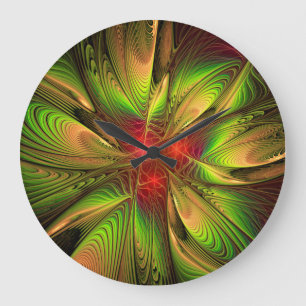 Soft and tenderness fractal fantasy flowers large clock