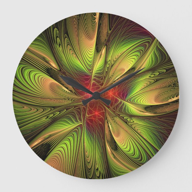 Soft and tenderness fractal fantasy flowers large clock (Front)