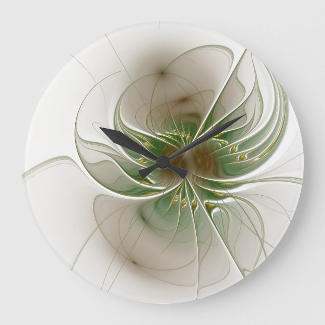 Soft and tenderness fractal fantasy flowers large clock (Front)