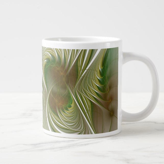 Soft and tenderness fractal fantasy flowers large coffee mug (Right)