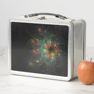 Soft and tenderness fractal fantasy flowers metal lunch box