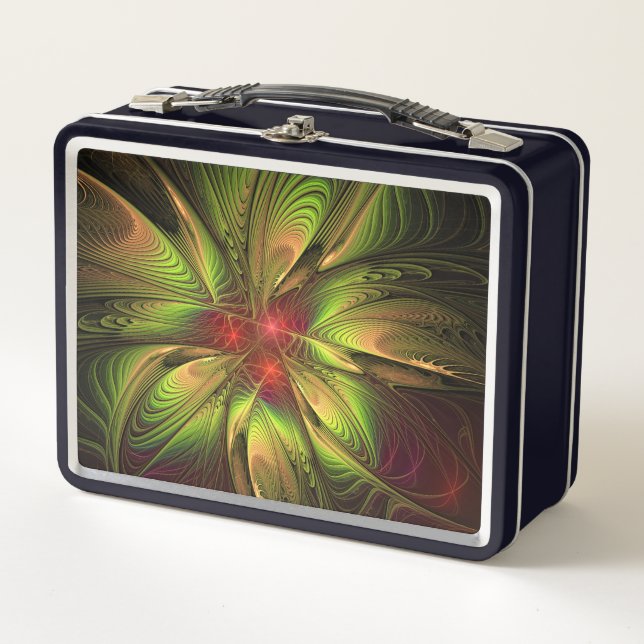 Soft and tenderness fractal fantasy flowers metal lunch box (Front)