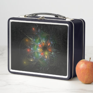 Soft and tenderness fractal fantasy flowers metal lunch box