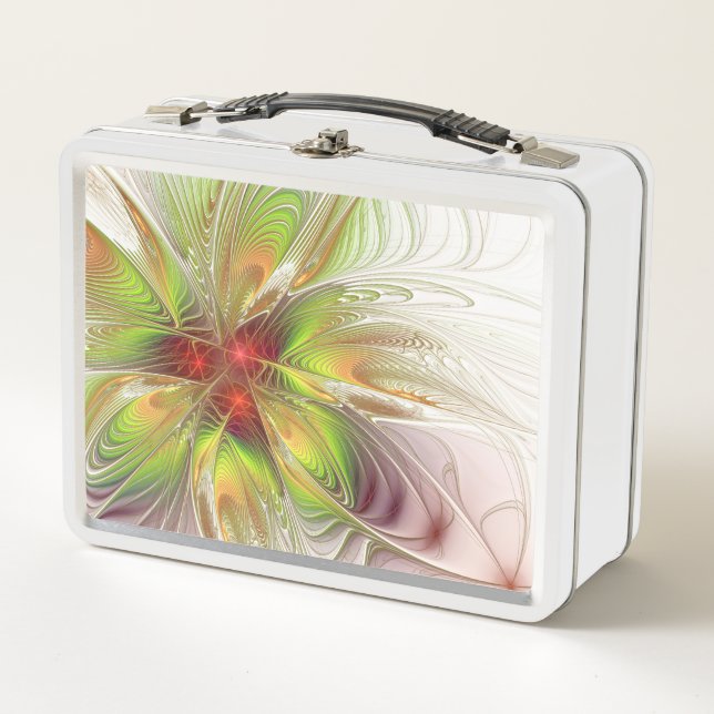Soft and tenderness fractal fantasy flowers metal lunch box (Front)