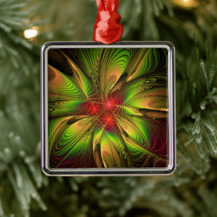Soft and tenderness fractal fantasy flowers metal ornament