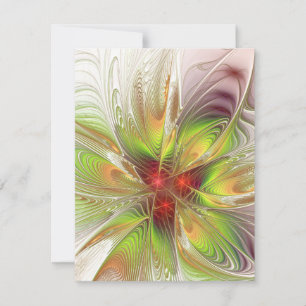 Soft and tenderness fractal fantasy flowers metal  RSVP card