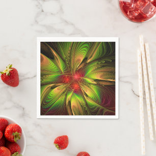 Soft and tenderness fractal fantasy flowers napkin