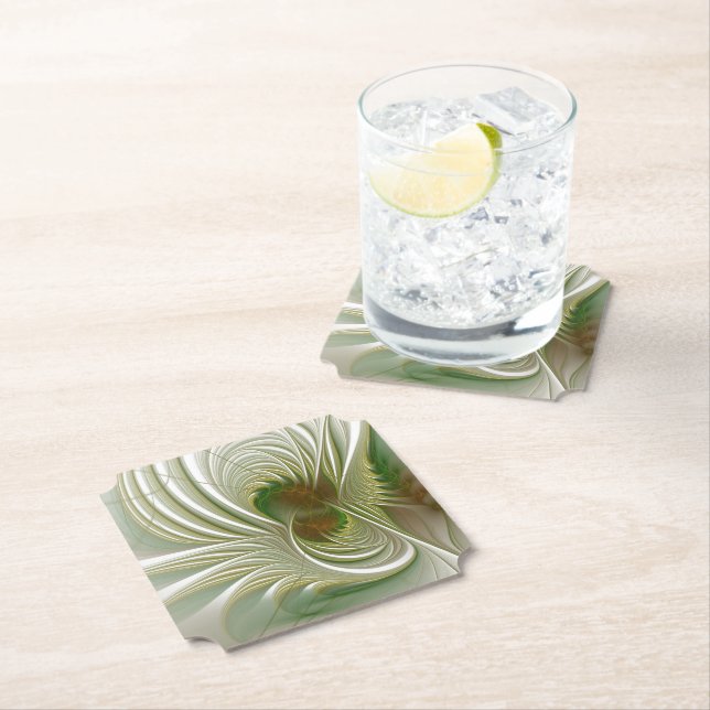 Soft and tenderness fractal fantasy flowers paper coaster (Insitu)