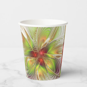 Soft and tenderness fractal fantasy flowers paper cups