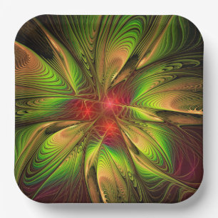 Soft and tenderness fractal fantasy flowers paper plate