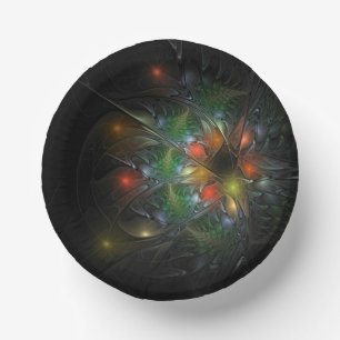 Soft and tenderness fractal fantasy flowers paper plate