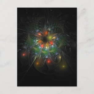 Soft and tenderness fractal fantasy flowers postcard