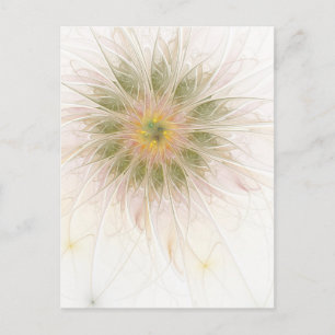 Soft and tenderness fractal fantasy flowers postcard