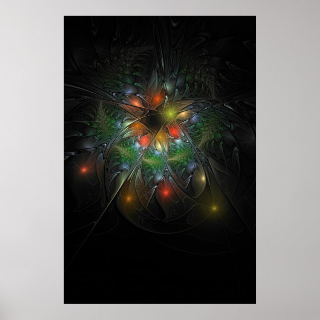 Soft and tenderness fractal fantasy flowers poster (Front)