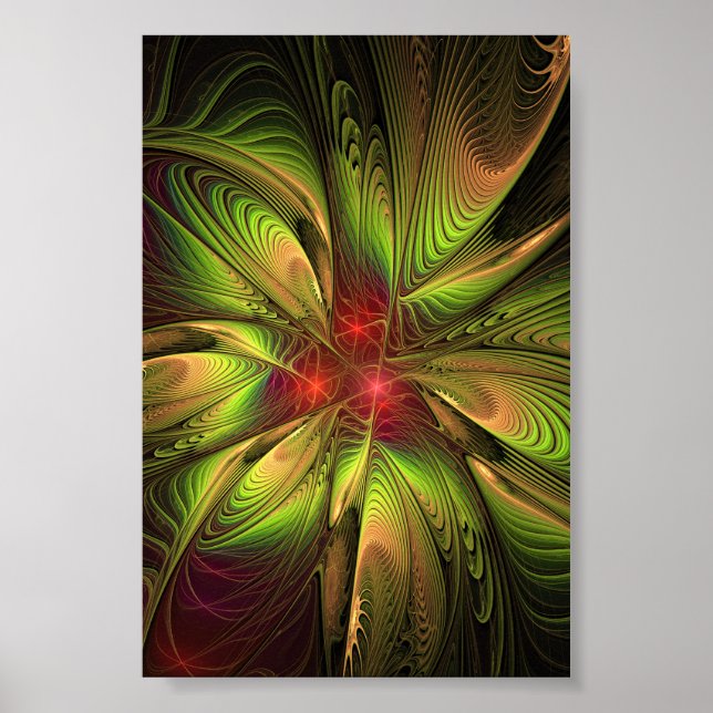 Soft and tenderness fractal fantasy flowers poster (Front)
