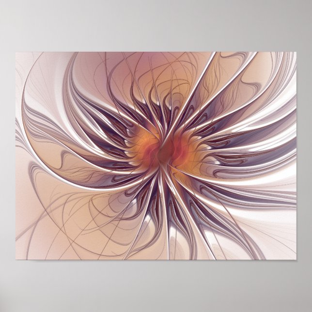 Soft and tenderness fractal fantasy flowers poster (Front)