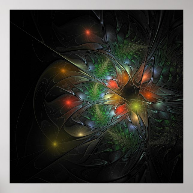 Soft and tenderness fractal fantasy flowers poster (Front)