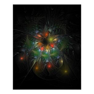 Soft and tenderness fractal fantasy flowers  poster