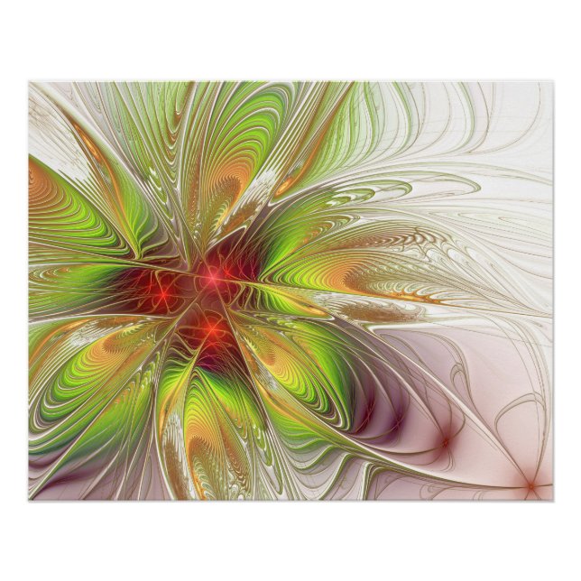 Soft and tenderness fractal fantasy flowers poster (Front)