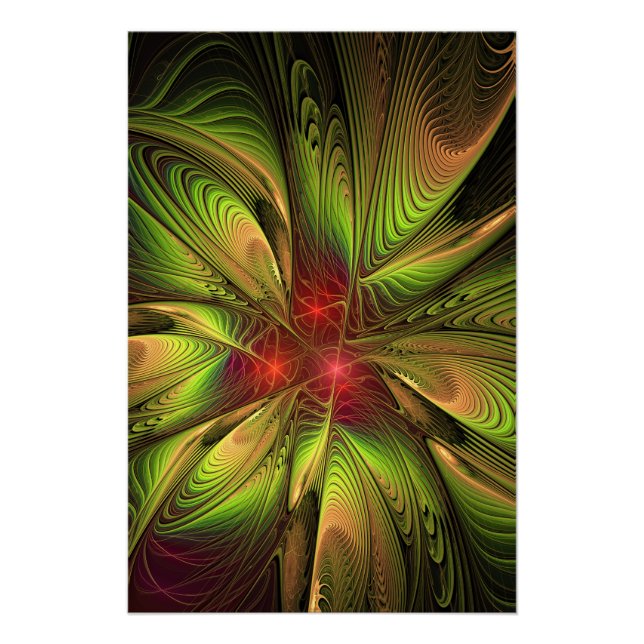 Soft and tenderness fractal fantasy flowers poster (Front)