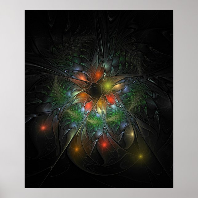 Soft and tenderness fractal fantasy flowers  poster (Front)