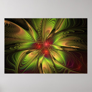 Soft and tenderness fractal fantasy flowers poster