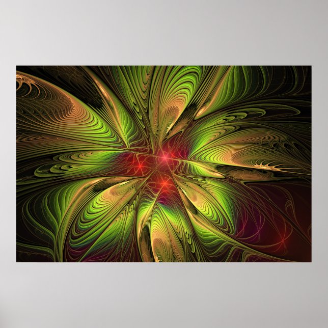 Soft and tenderness fractal fantasy flowers poster (Front)