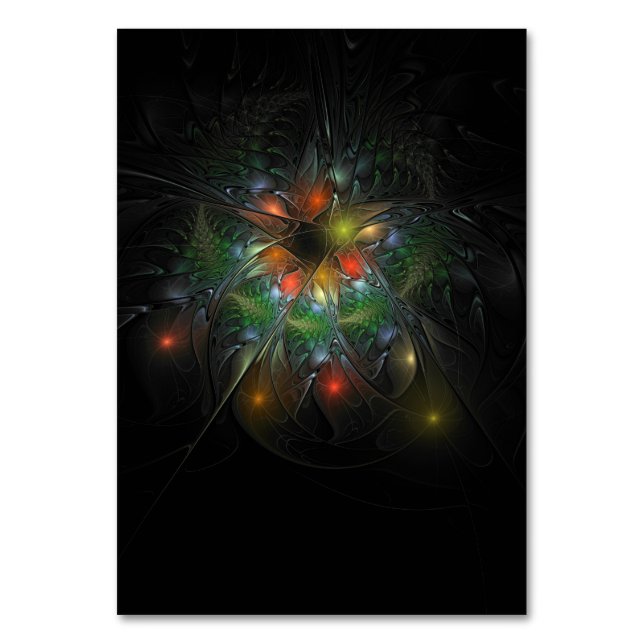 Soft and tenderness fractal fantasy flowers table number (Front)