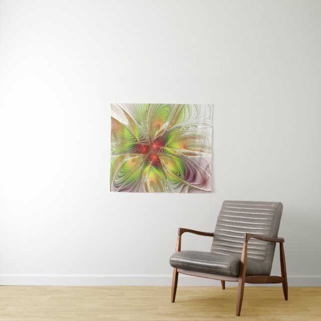 Soft and tenderness fractal fantasy flowers  tapestry (In Situ (Horizontal))