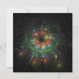 Soft and tenderness fractal fantasy flowers thank you card