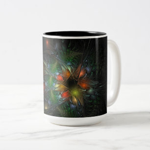 Soft and tenderness fractal fantasy flowers Two-Tone coffee mug