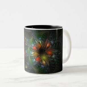 Soft and tenderness fractal fantasy flowers Two-Tone coffee mug