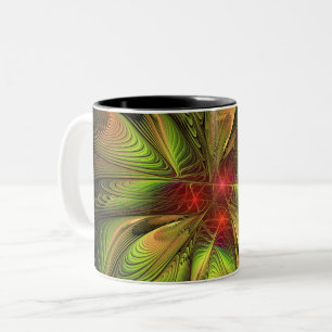Soft and tenderness fractal fantasy flowers Two-Tone coffee mug