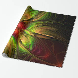 Soft and tenderness fractal fantasy flowers wrapping paper