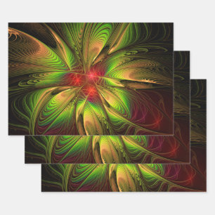 Soft and tenderness fractal fantasy flowers wrapping paper sheet