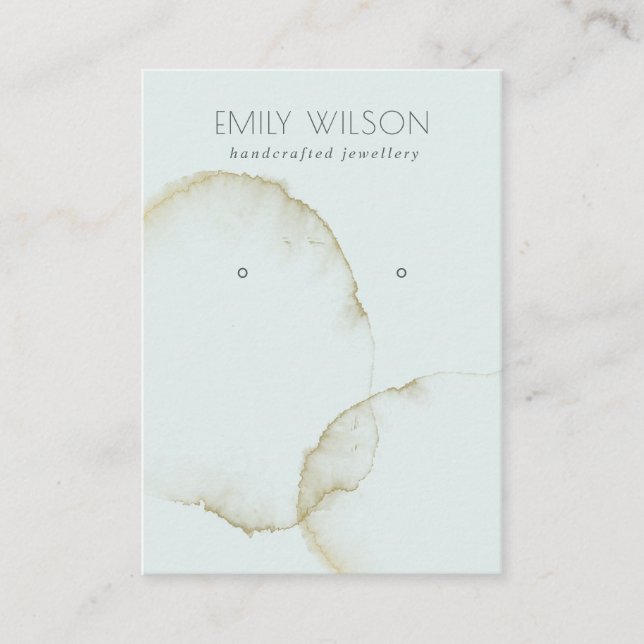 SOFT AQUA BLUE GOLD ABSTRACT EARRING DISPLAY LOGO BUSINESS CARD (Front)