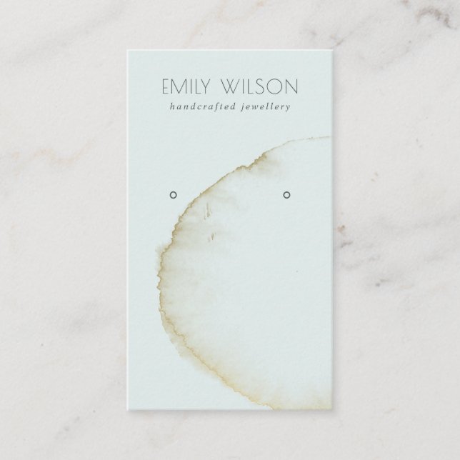 SOFT AQUA BLUE GOLD ABSTRACT EARRING DISPLAY LOGO BUSINESS CARD (Front)