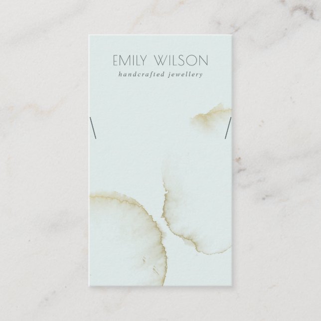 SOFT AQUA BLUE GOLD ABSTRACT NECKLACE DISPLAY LOGO BUSINESS CARD (Front)
