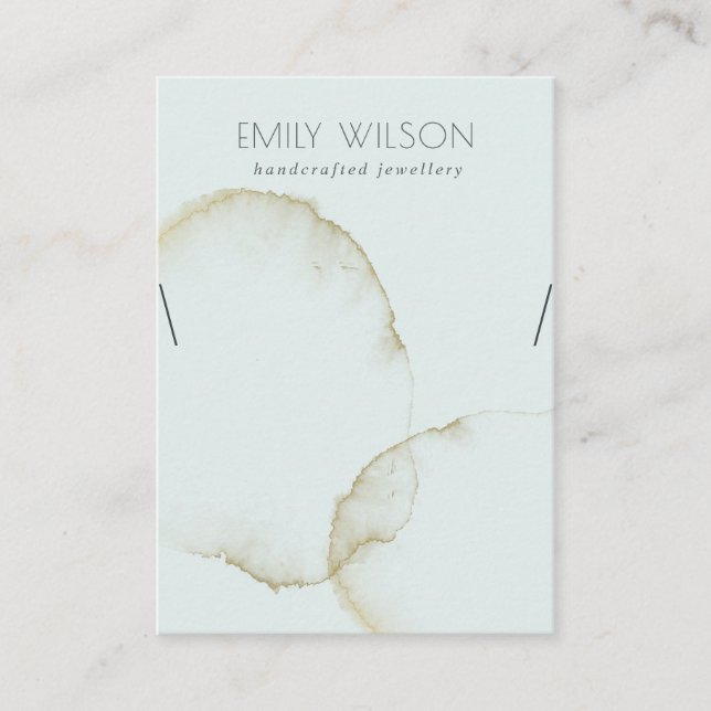 SOFT AQUA BLUE GOLD ABSTRACT NECKLACE DISPLAY LOGO BUSINESS CARD (Front)