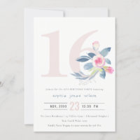 SOFT AQUA BLUSH BLUE FLORAL 16TH ANY AGE BIRTHDAY